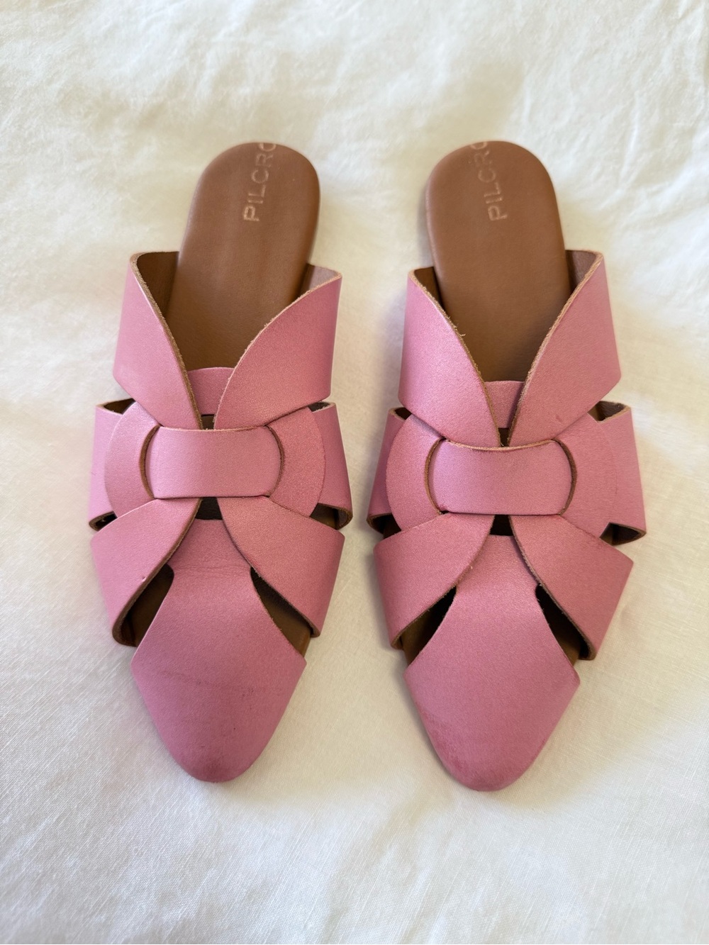 Pilcro | Women’s 38 (US 8) | Pink Twisted Leather Slides Mules Anthropologie